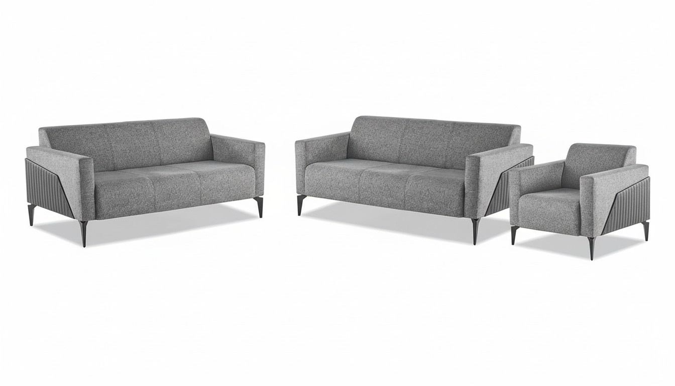 Modern Sofas Sofa Set 3-piece 2x 3-seater Armchair Gray Sofa Group Seating Furniture