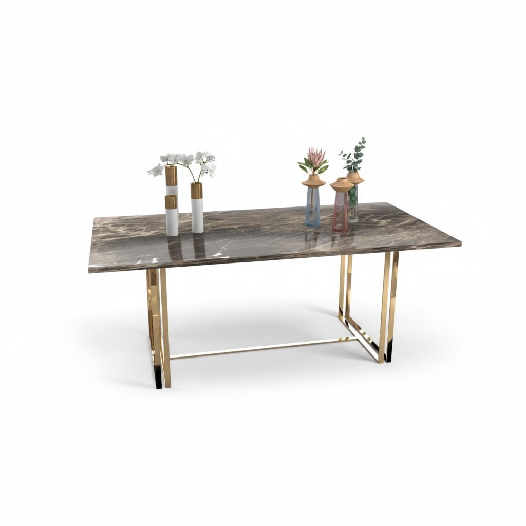 Modern stainless steel table Luxury dining table Dining room furniture Kitchen table