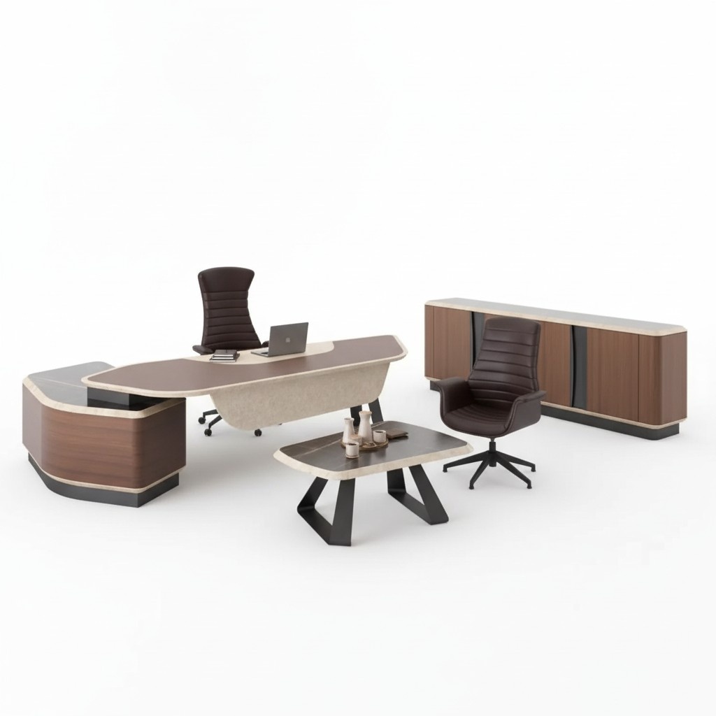 Modern study set luxury furniture corner desk sideboard solid wood