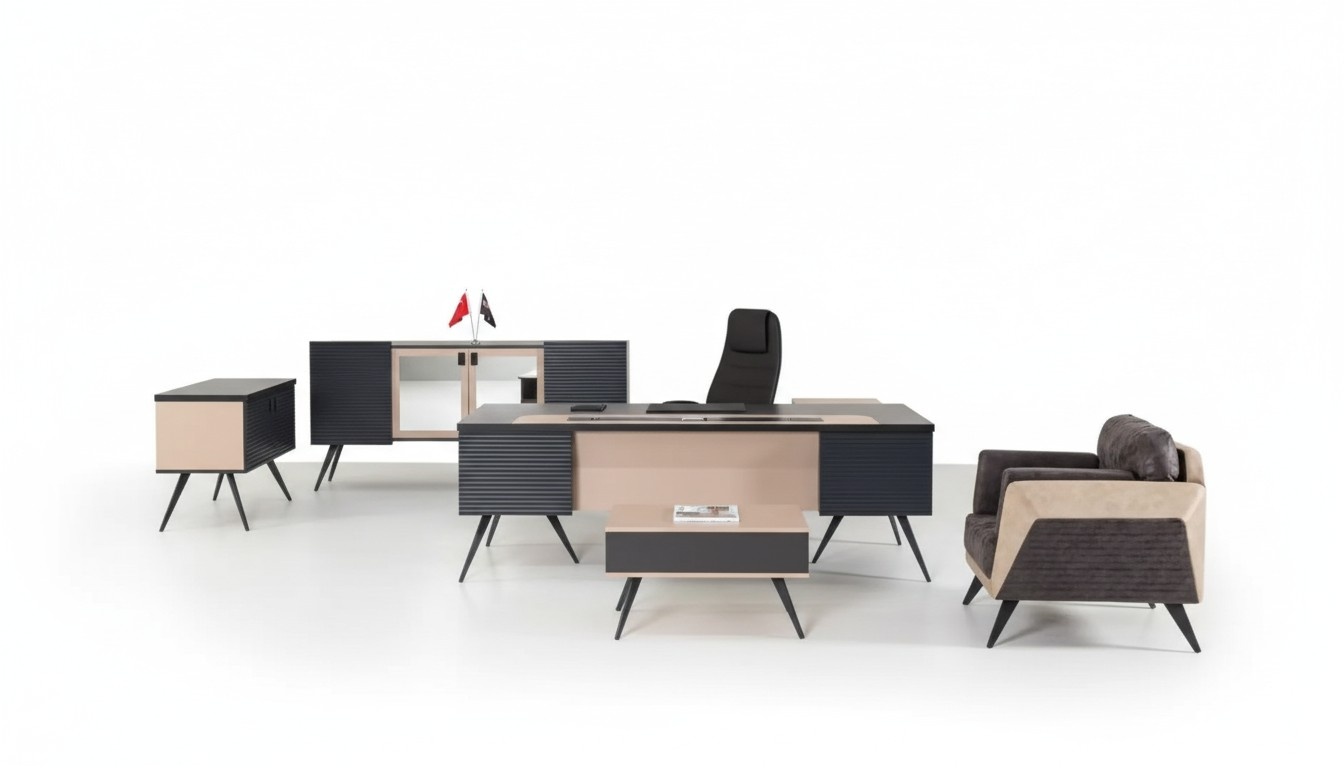 Modern study set luxury office furniture filing cabinet desk