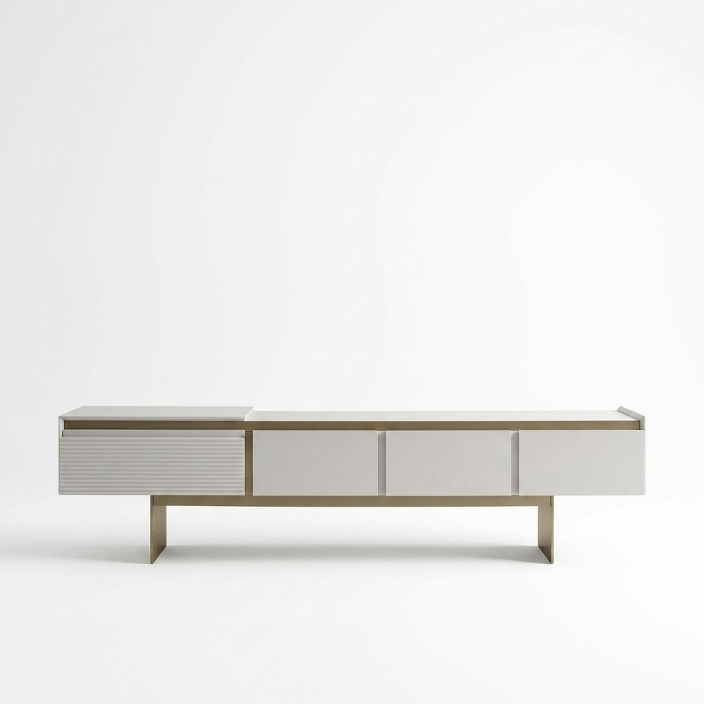 Modern wooden TV stand in beige for the living room.