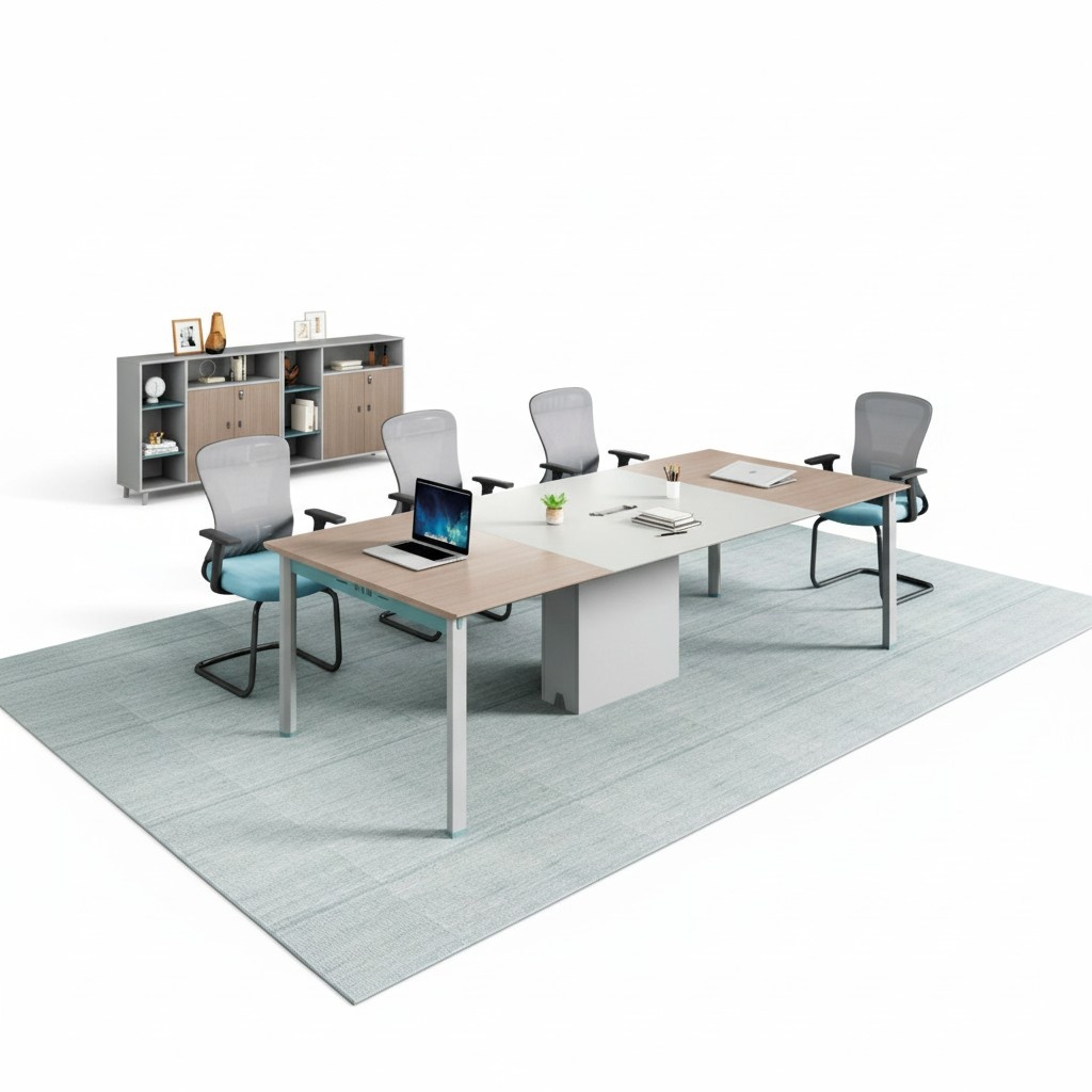 Modern table conference table with bookcase combination meeting tables 2 pcs.