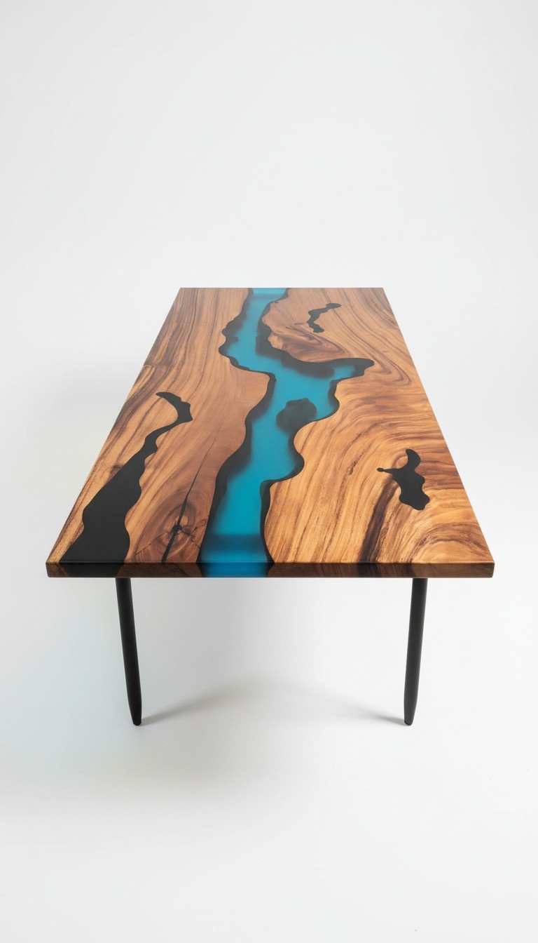 Modern tables dining table design table resin sea river furniture 220x90 epoxy ocean