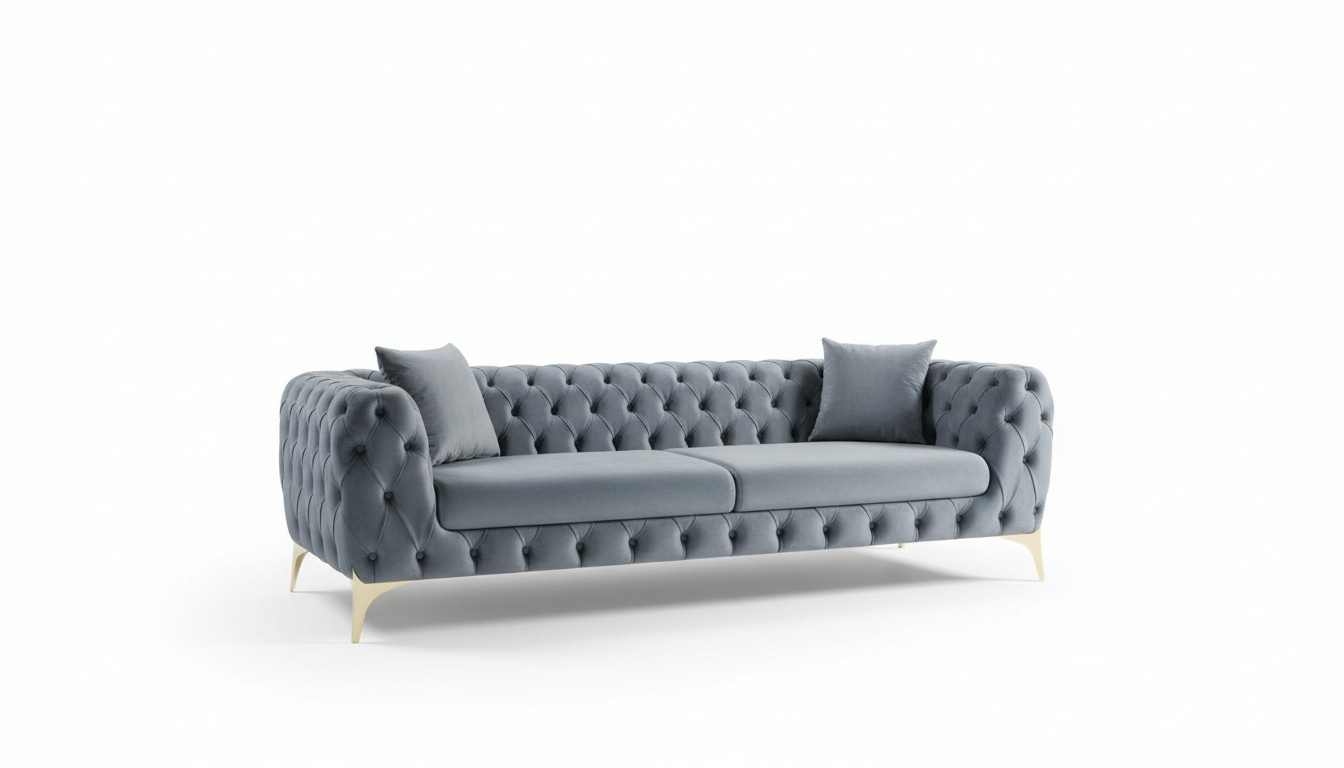 Modern three-seater Chesterfield furniture stainless steel polyester living room furniture