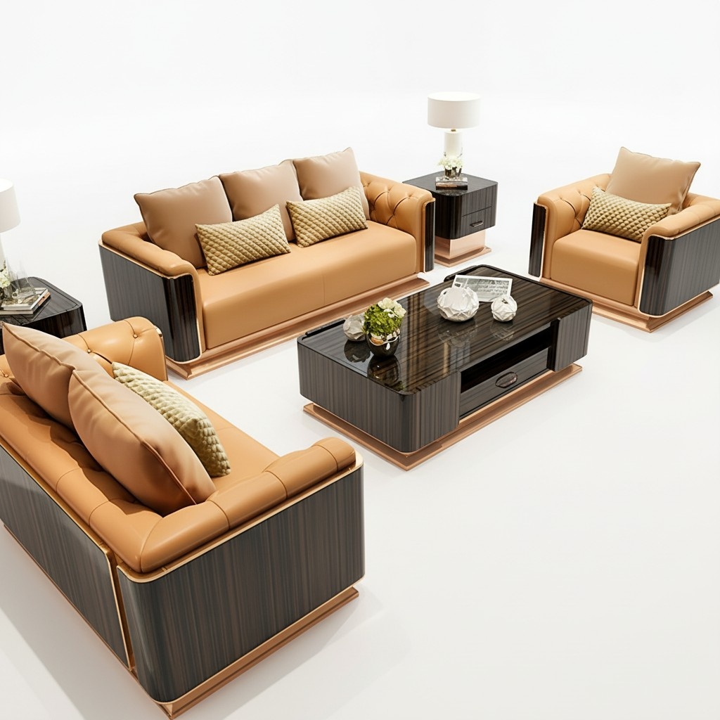 Modern Three Seater Couch Upholstery Design Sofa 3 Seat Sofas Room Furniture Orange