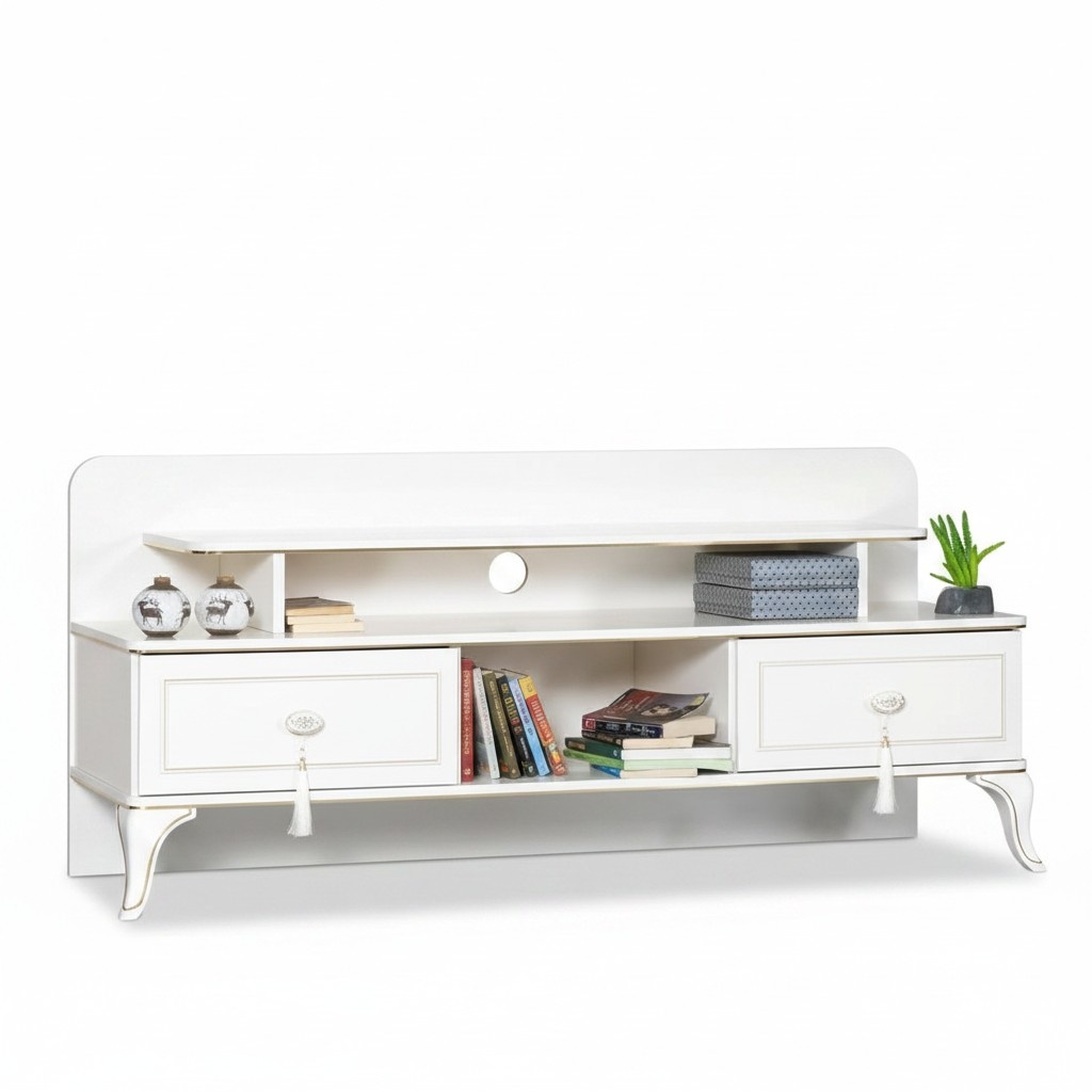 Modern TV stand living room white wood furniture TV furniture decor