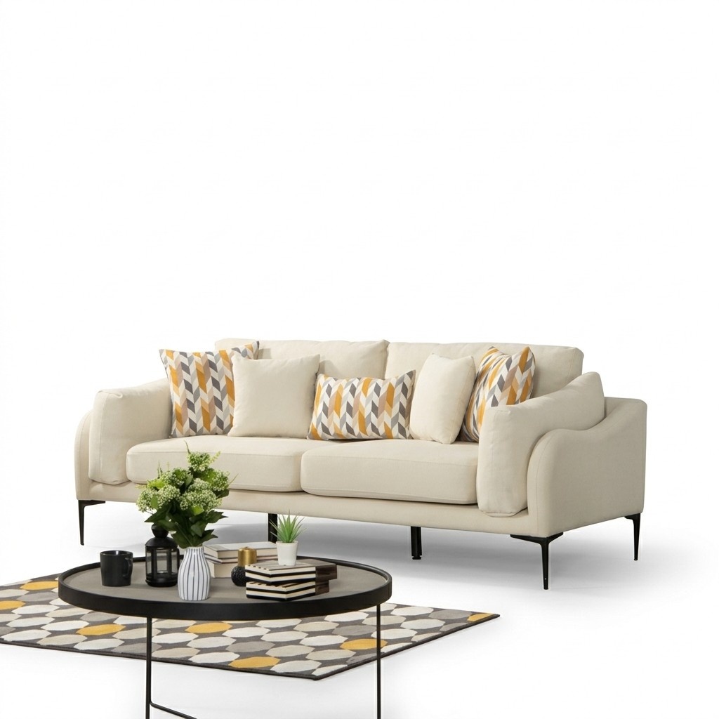 Modern two-seater sofa 2-seater couch upholstered sofa beige fabric sofa