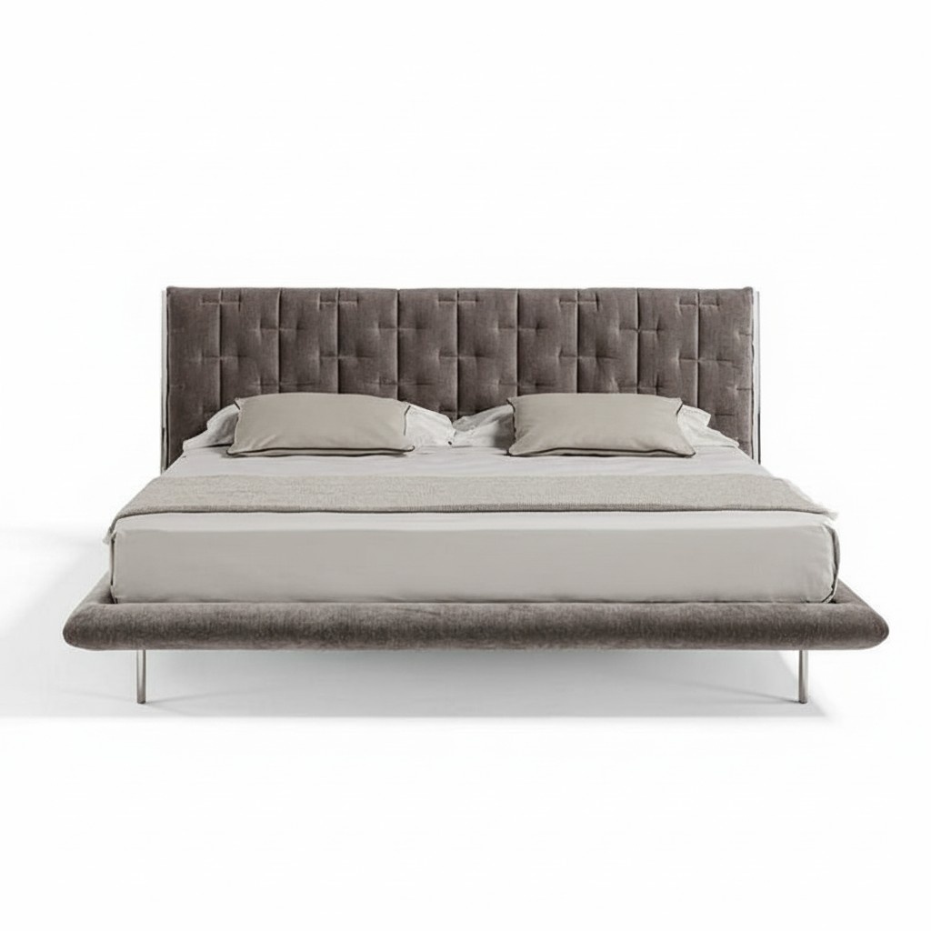 Modern Upholstered Bed Gray Comfort Sleeping Stylish Design Luxury Bed