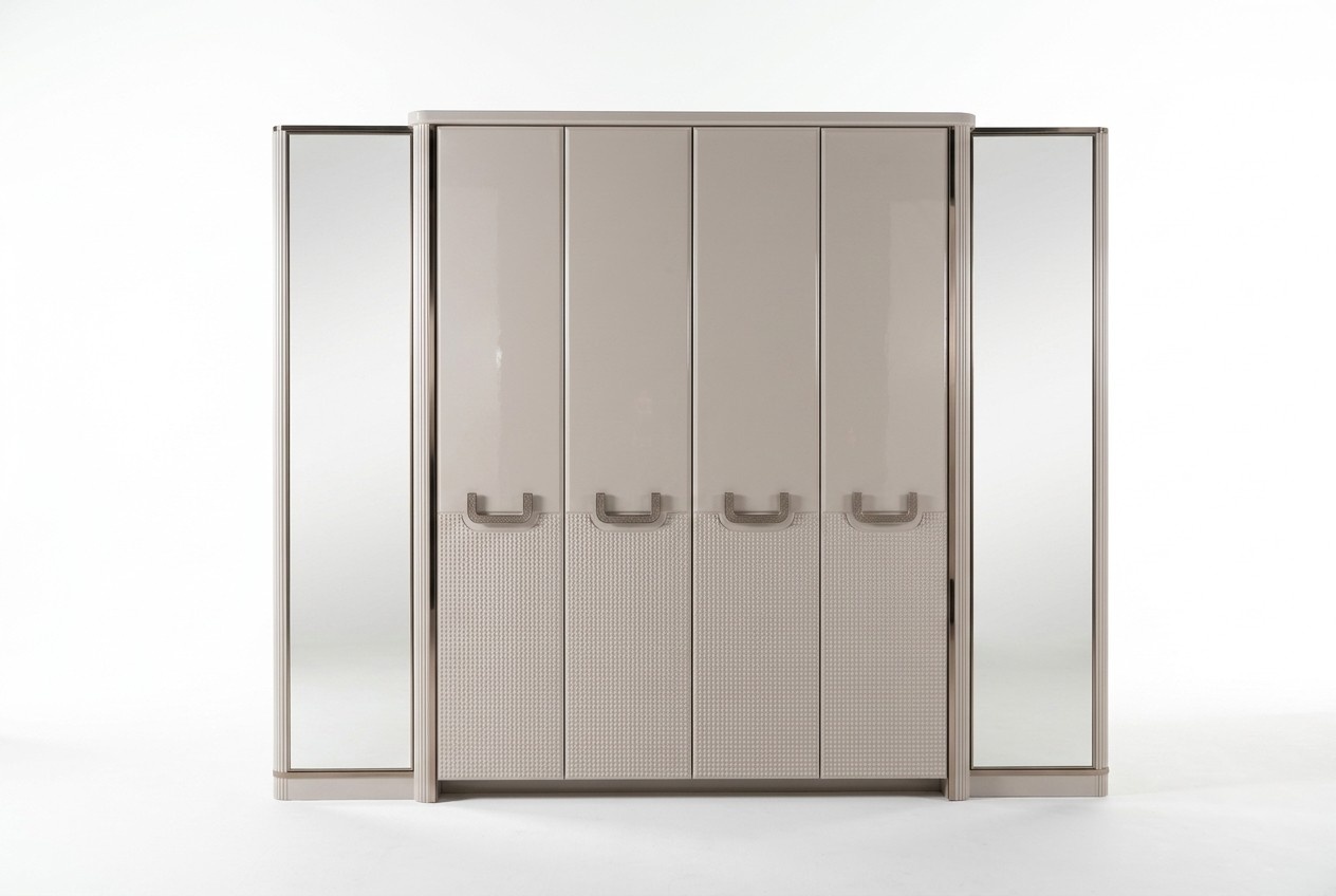Modern wooden wardrobe in beige