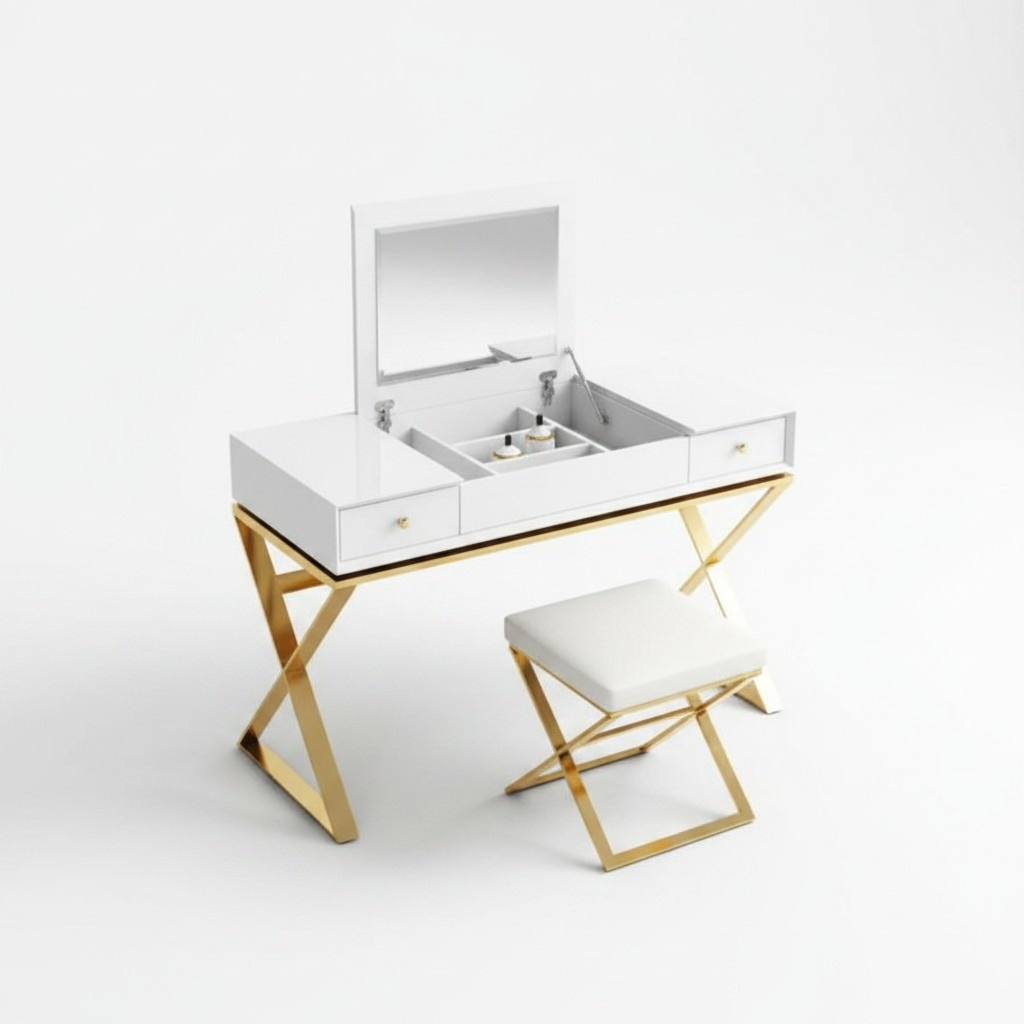 Modern White Bedroom Dressing Table With Drawers Wooden Furniture