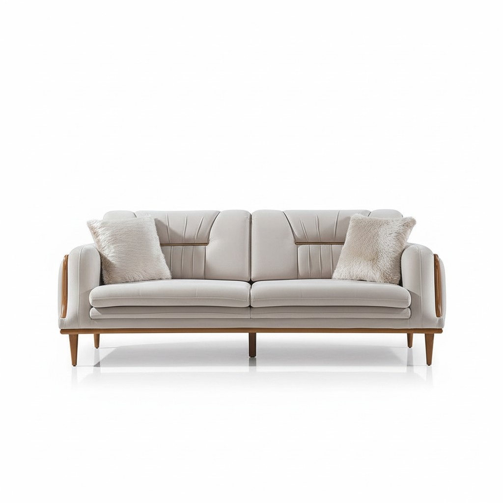Modern white luxury sofa three-seater living room couch 3-seater wood
