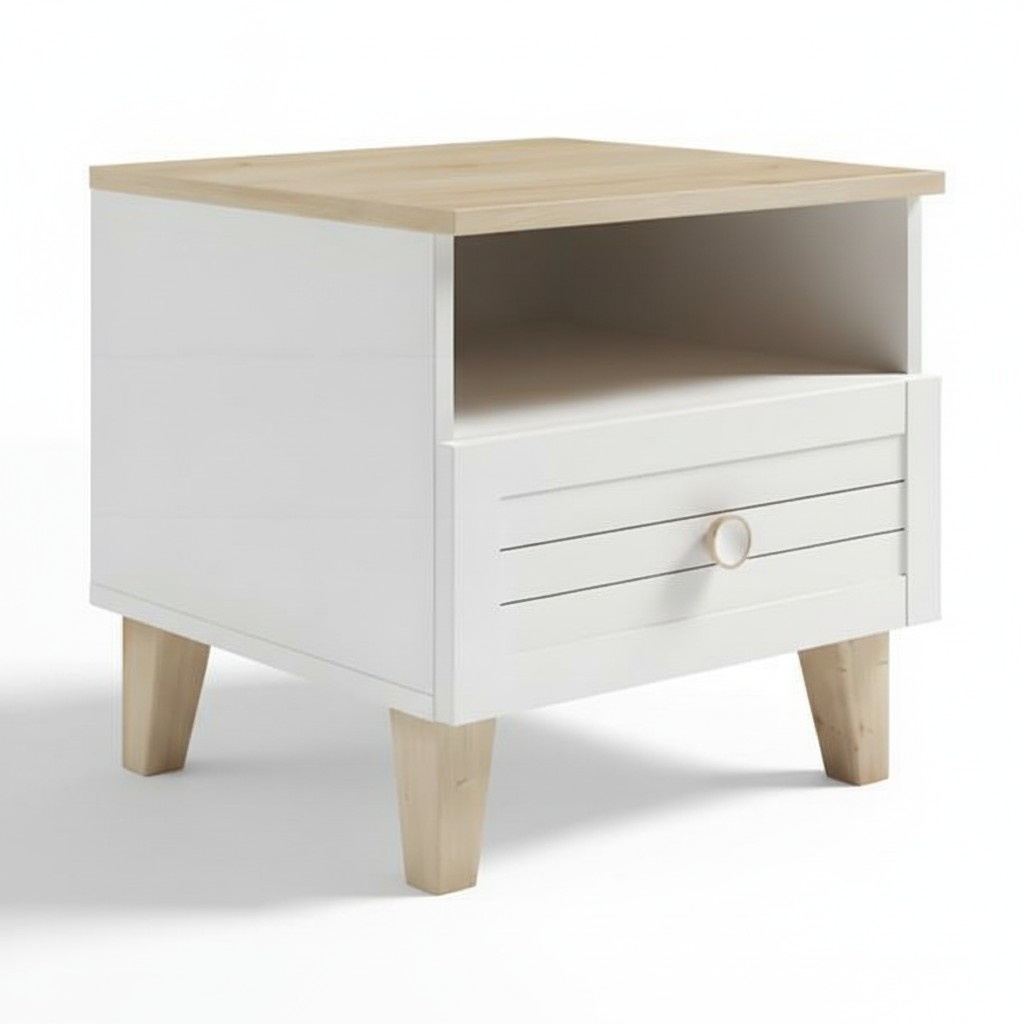 Modern white wooden nightstand