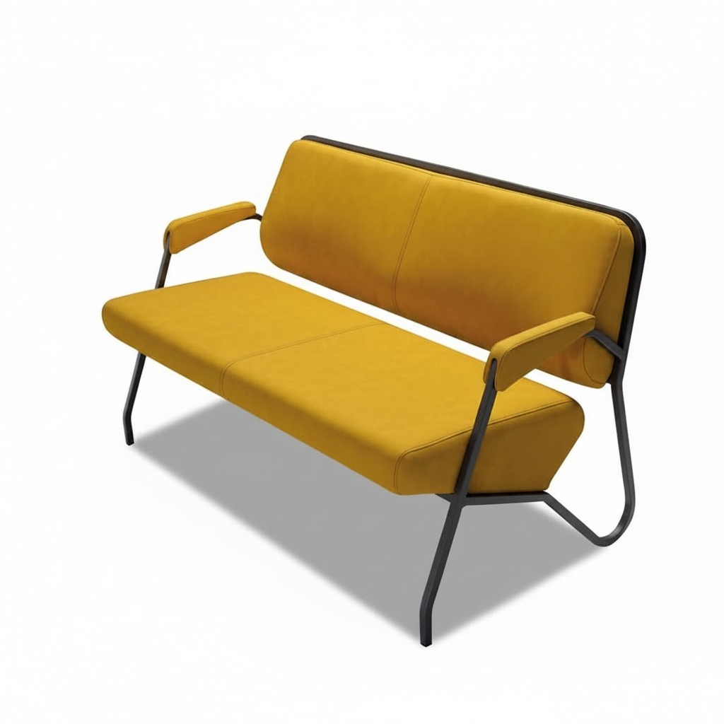 Modern yellow two-seater living room designer leather sofa 2-seater furniture