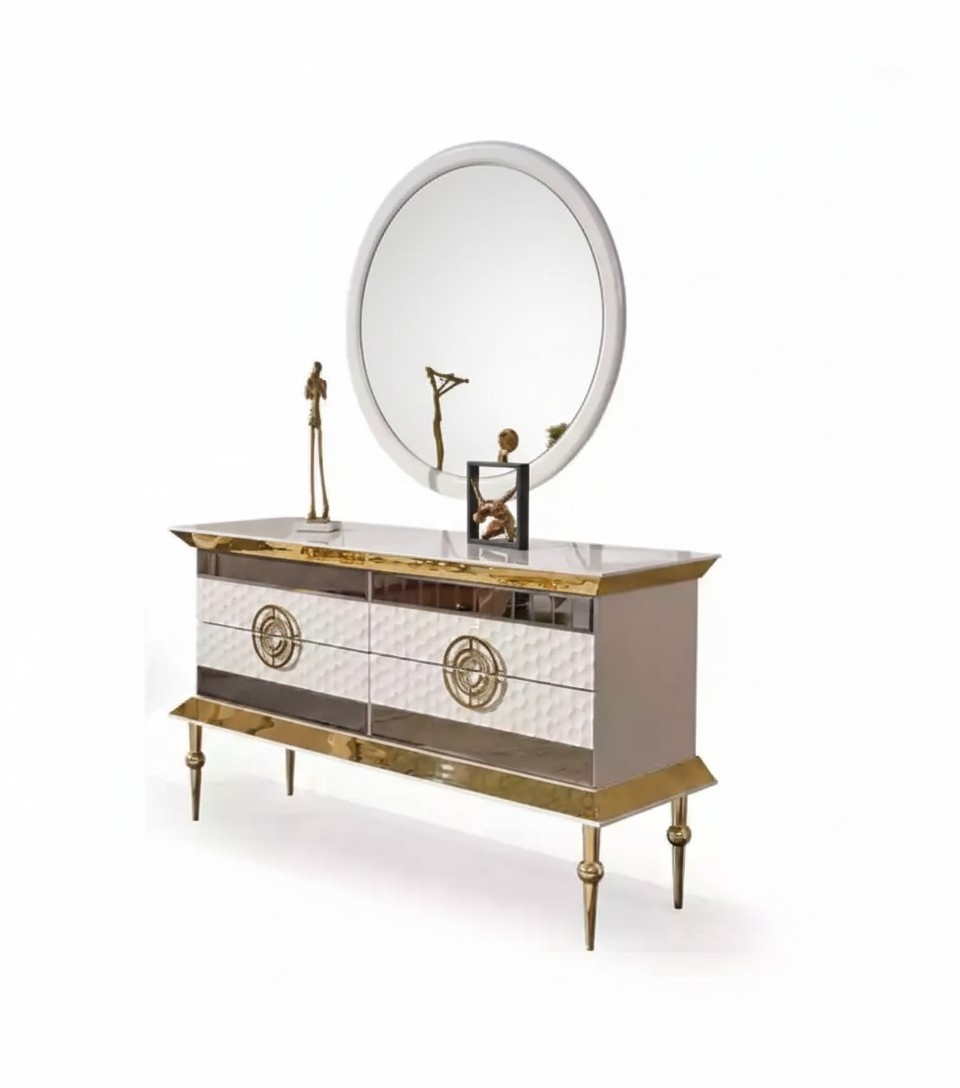 Modern Dressing Table Wood Dresser Bedroom Furniture White Console
