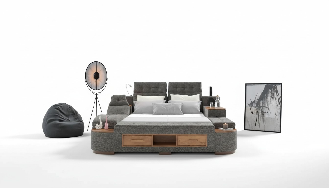 Multifunction Bed Double Beds Modern Bedstead Beds Hotel New