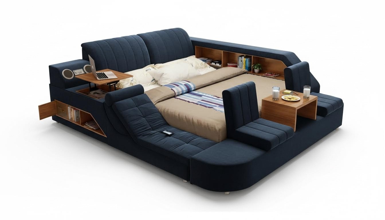 Multifunctional Bed Modern Comfort Sleeping Design Lounge Bed Upholstered Bed