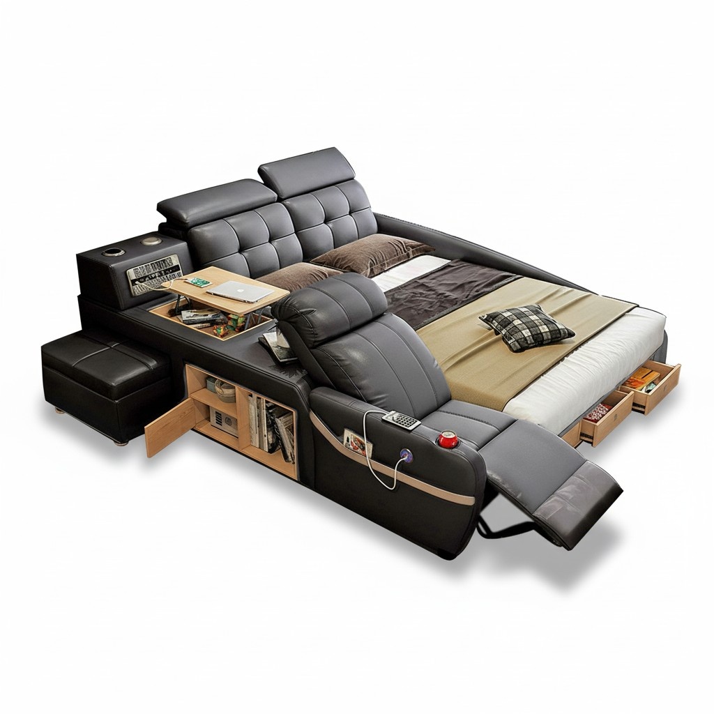 Multifunction Deluxe Beds Massage Function Bed Hotel Upholstery Led usb Radio