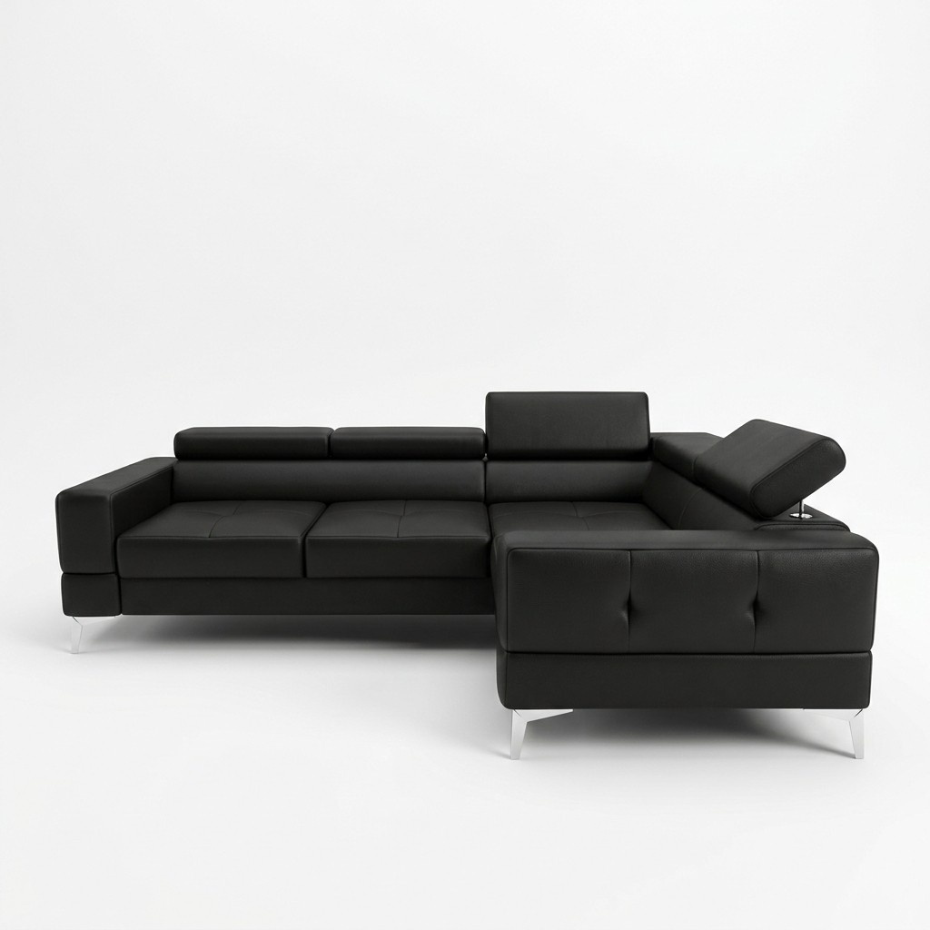 Multifunction Sofa Couch Corner Pad Living Room L Shape Black Modern Luxury