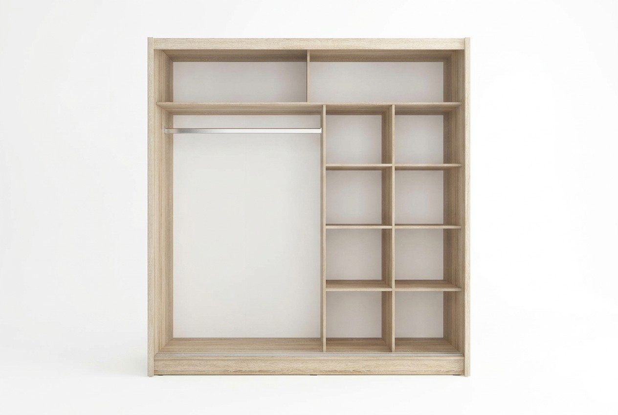 Modern style designer wardrobe made of MDF with 2-sliding doors & mirror 200cm