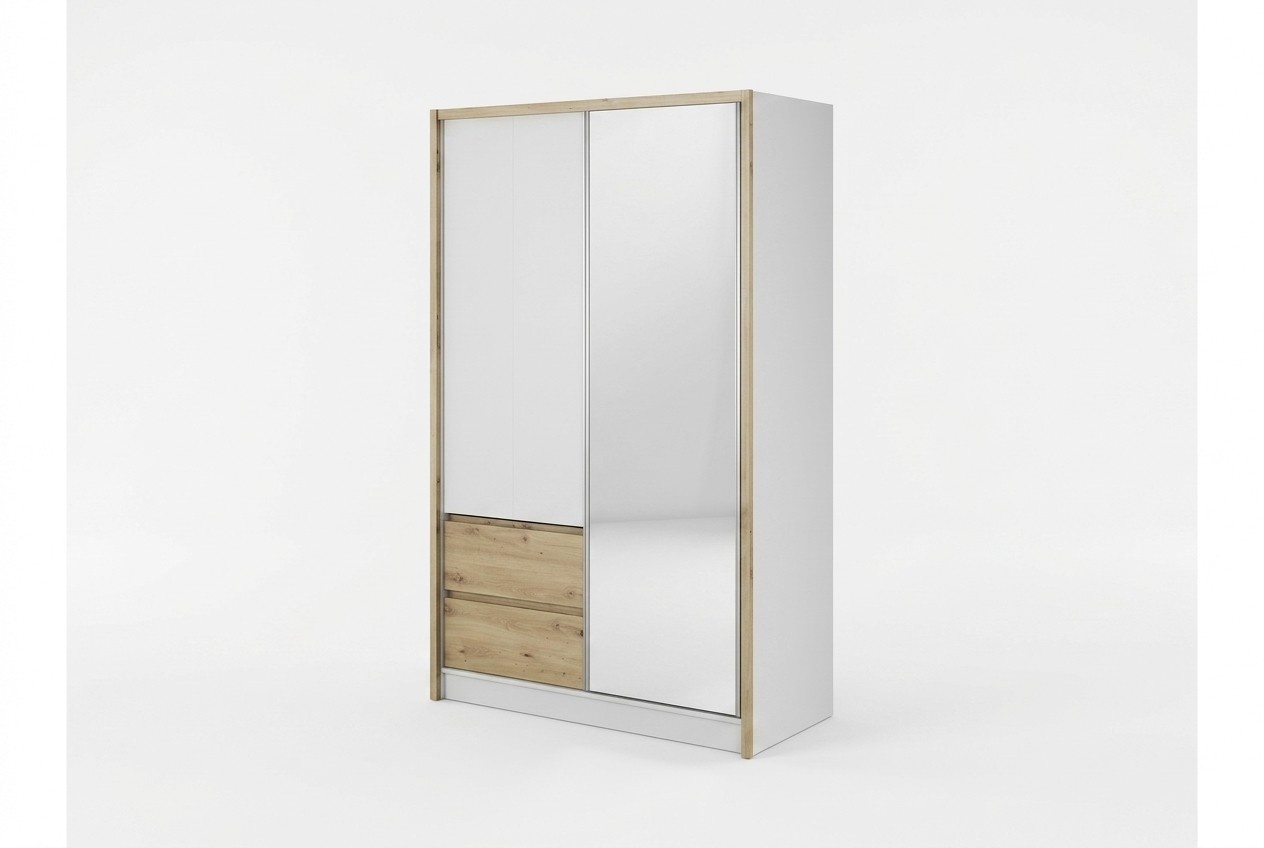 Designer massive wardrobe with 2-swing doors & 2-sliding drawers made of MDF 200cm
