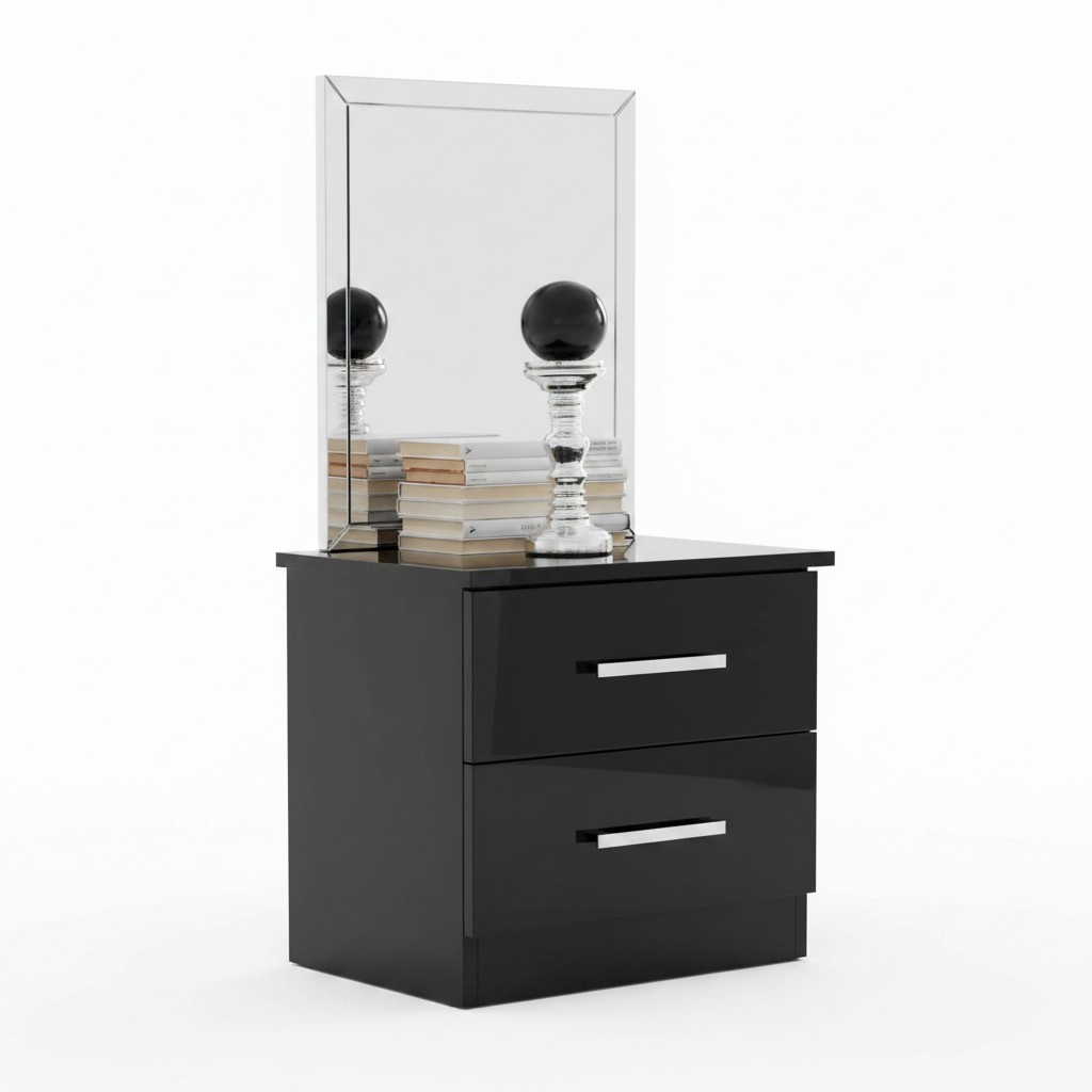 Modern style made of real wooden bedroom gloss bedside table with 2-sliding drawers