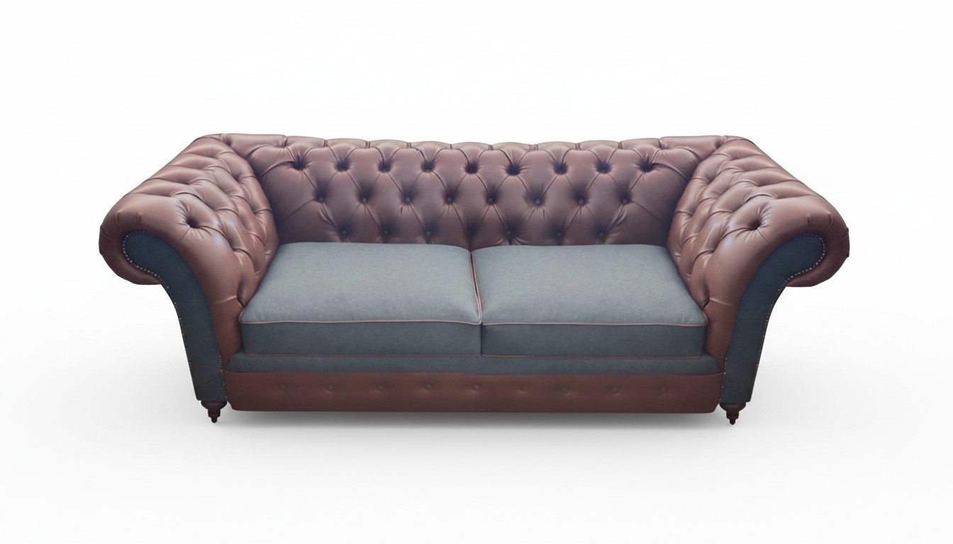 New Luxury Sofa Couch Two Seater Brown Leather Living Room Chesterfield