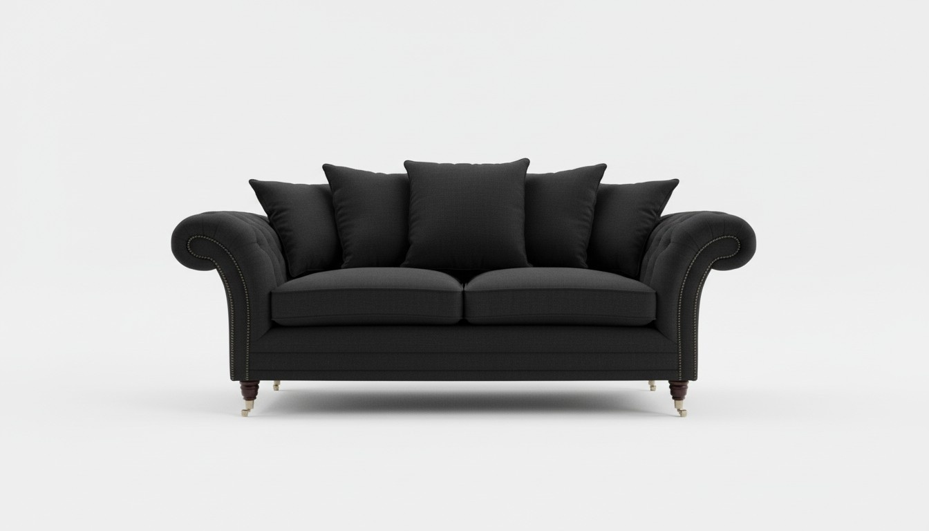 New! Sofa 3 seater couch Chesterfield upholstery seat set leather textile black