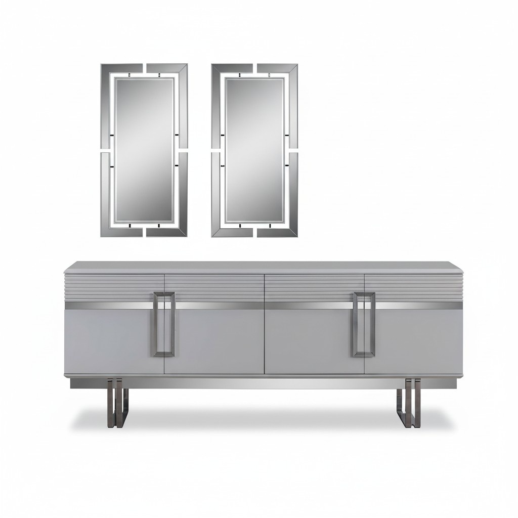 Novelty Dining Room Set Consists of 3-piece Modern Sideboard and 2x Mirror