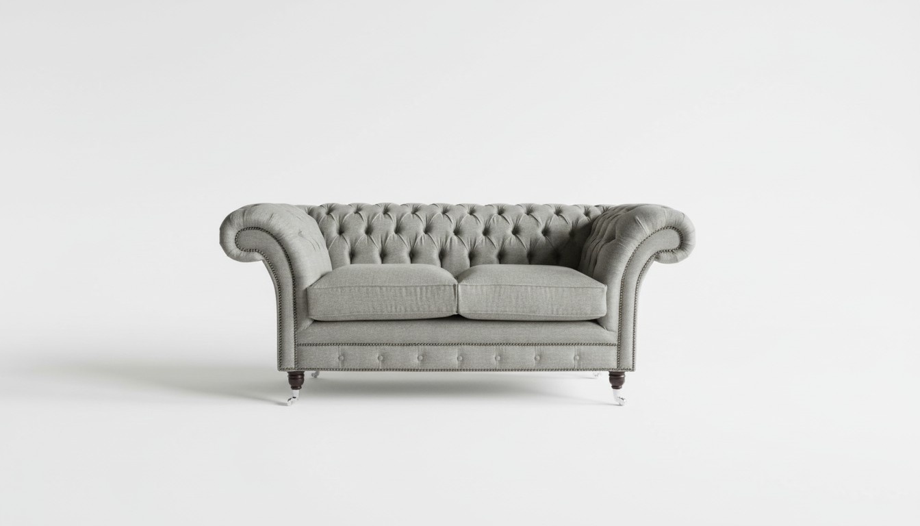 Noble 2 seater couch upholstery sofa textile fabric gray couches Chesterfield set