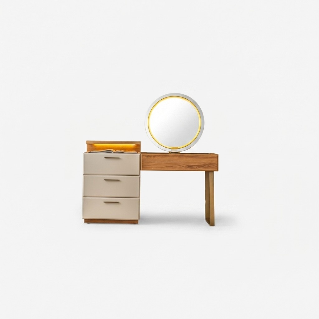 Noble bedroom set Robust brown dressing table Designer mirror