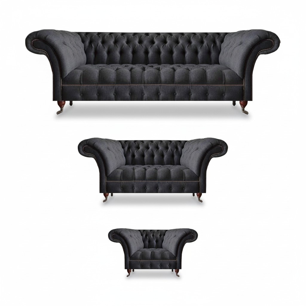Noble Chesterfield black couch set upholstered furniture living room sofas