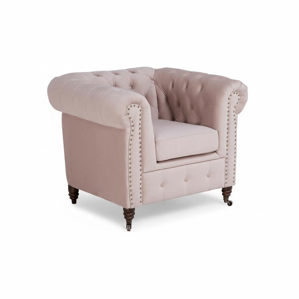 Fine Design Chesterfield Upholstered Armchair TV Seat Club Lounge Textile Leather