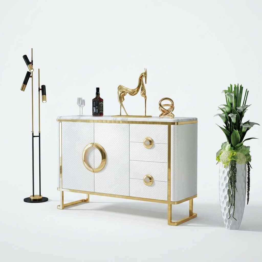 Fine Design Chest of Drawers Sideboard Italian Chests of Drawers Lowboards Leather White Furniture