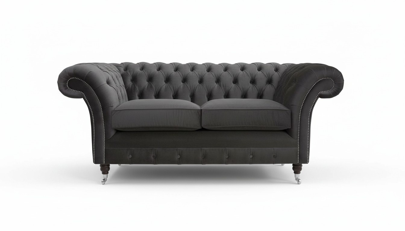 Elegant design velvet Chesterfield couch textile fabric sofa designer 2 seater furniture