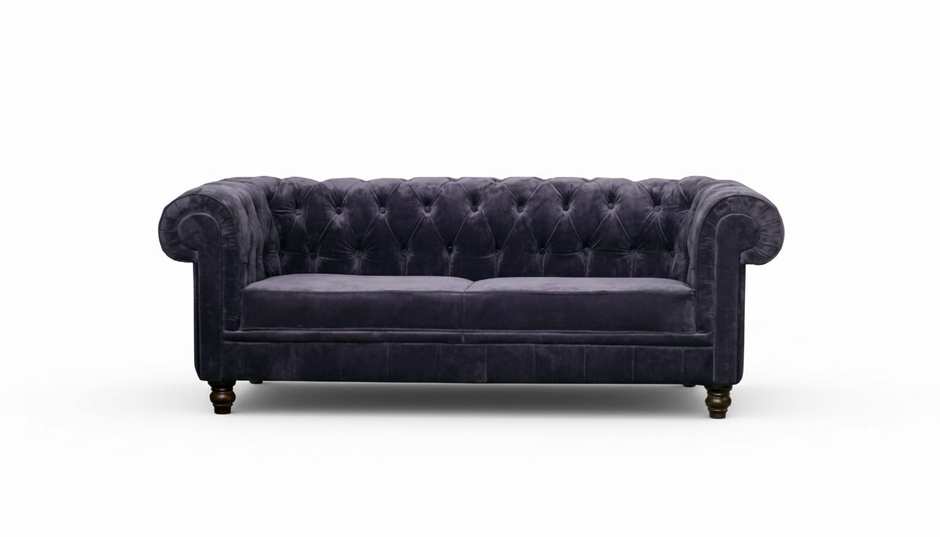 Noble designer Chesterfield sofa upholstered couch seating textile fabric set velvet.