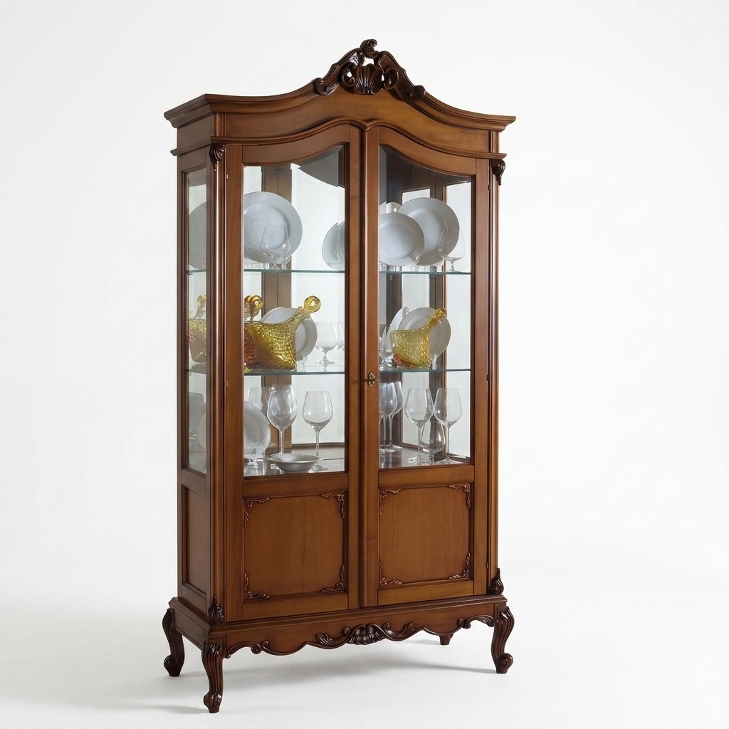 Classy Display Cabinet Antique Style Baroque Rococo Classic Living Room Glass Cabinet Italy