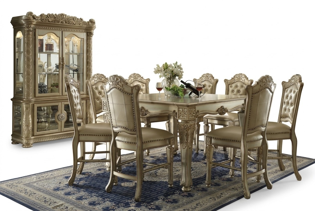 Classy Display Cabinet Antique Style Baroque Rococo Cabinet Showcase Living Room Glass Gold