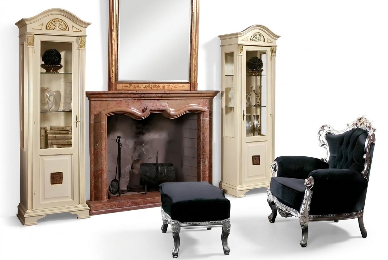 Classy Display Case Antique Style Cabinet Showcase Living Room Glass New 2pcs Real wood