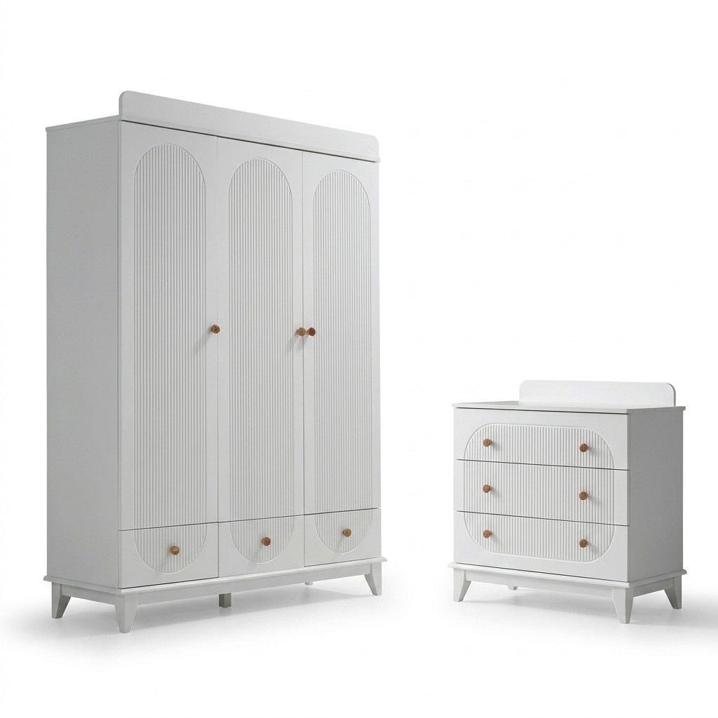 Children\'s room modern furniture white wardrobe chest of drawers youth room wood new