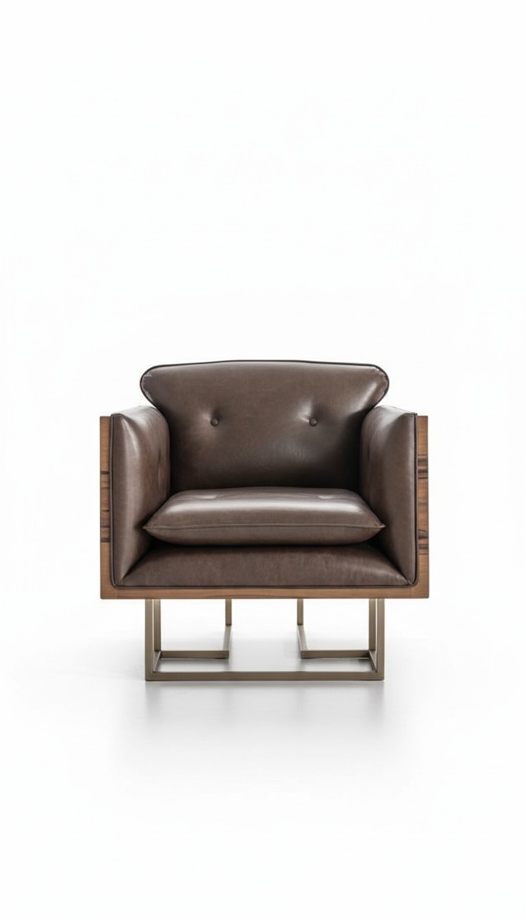 Office Chair Modern Chair Office Chair Luxury Brown Armchair Wood Leather New