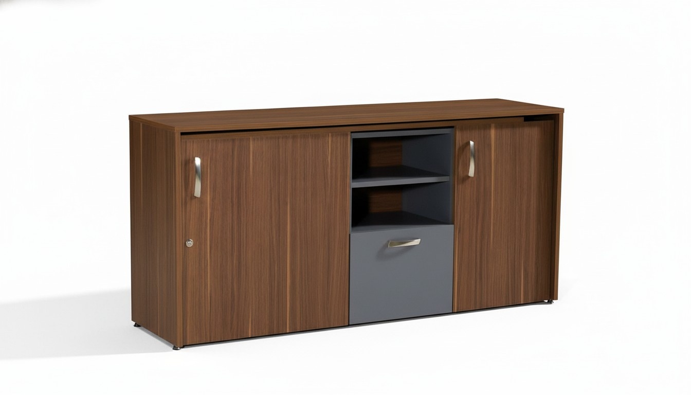 Office cabinet desk 2 in 1 functional cabinet table wood brown new
