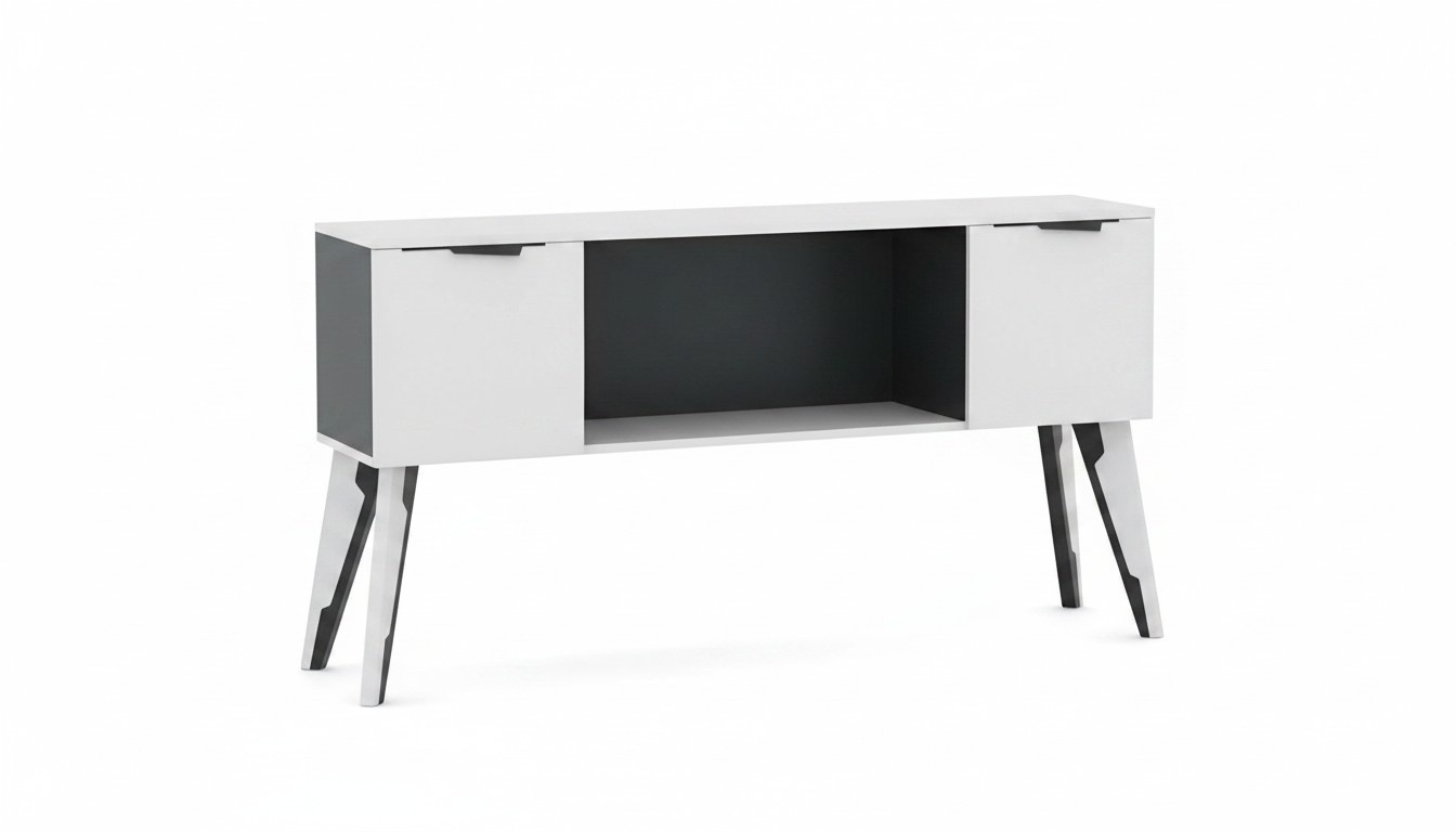 Office cabinet, side cabinet, nightstand with drawers, white-black.