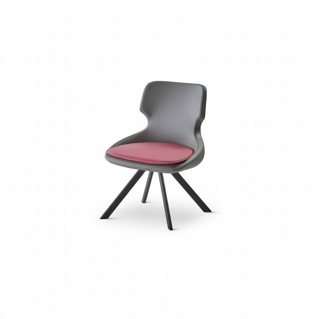 Black Office Chair Bordeaux Leather Stainless Steel 1-Seater Office