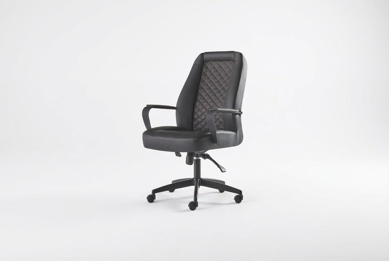 Black Office Chair Swivel Chair Modern Home Office with Wheels Leather Armchair