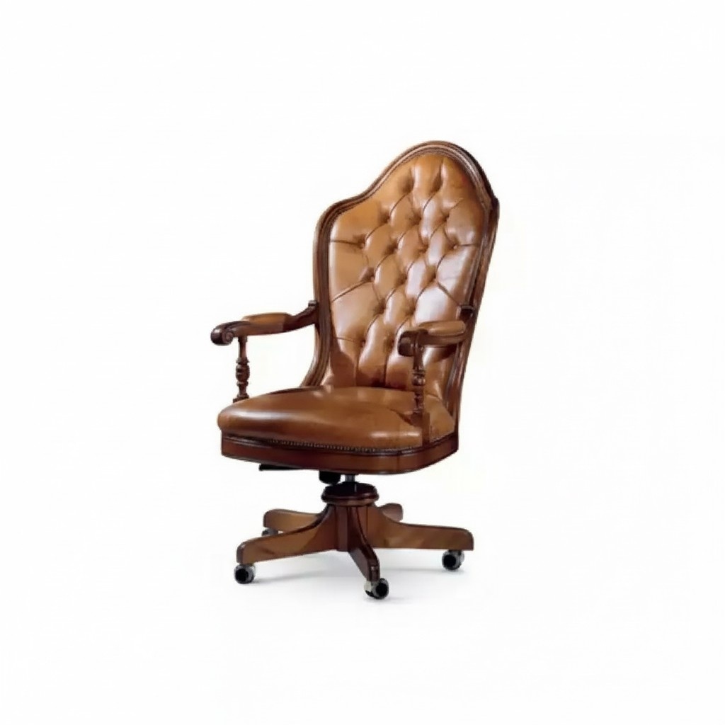 Office Chair Wood Executive Chair Chesterfield Italy Furniture Brown Swivel New