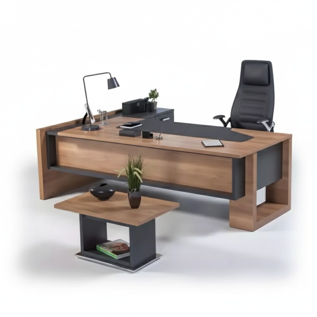 Office corner desk furniture desk setup wooden table executive desk