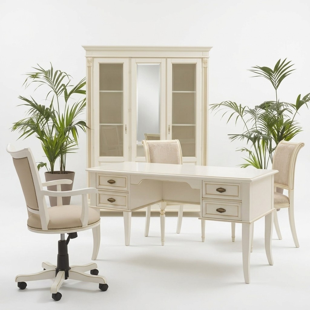 Office Desk + Armchair Desks Table Wood Chair 2 Piece Set Italy Furniture