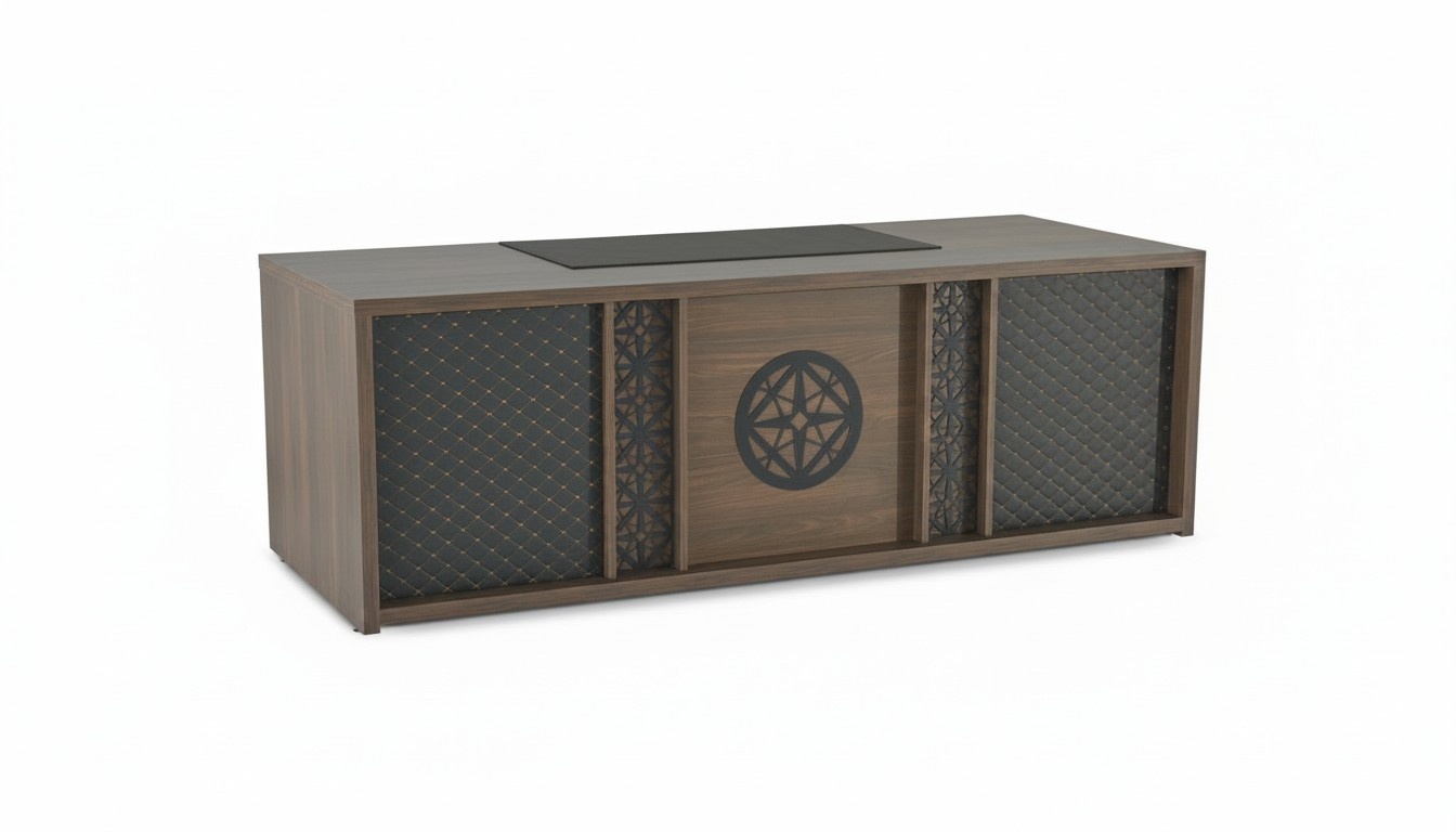 Brown Gray Two-Tone Office Desk Rectangular Shape Modern