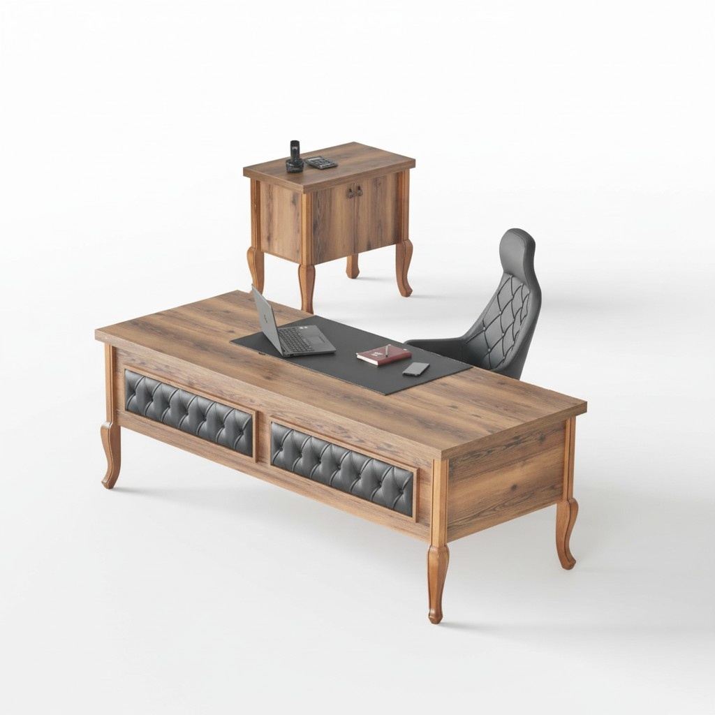 Office desk executive chair dresser office furniture brown black classic