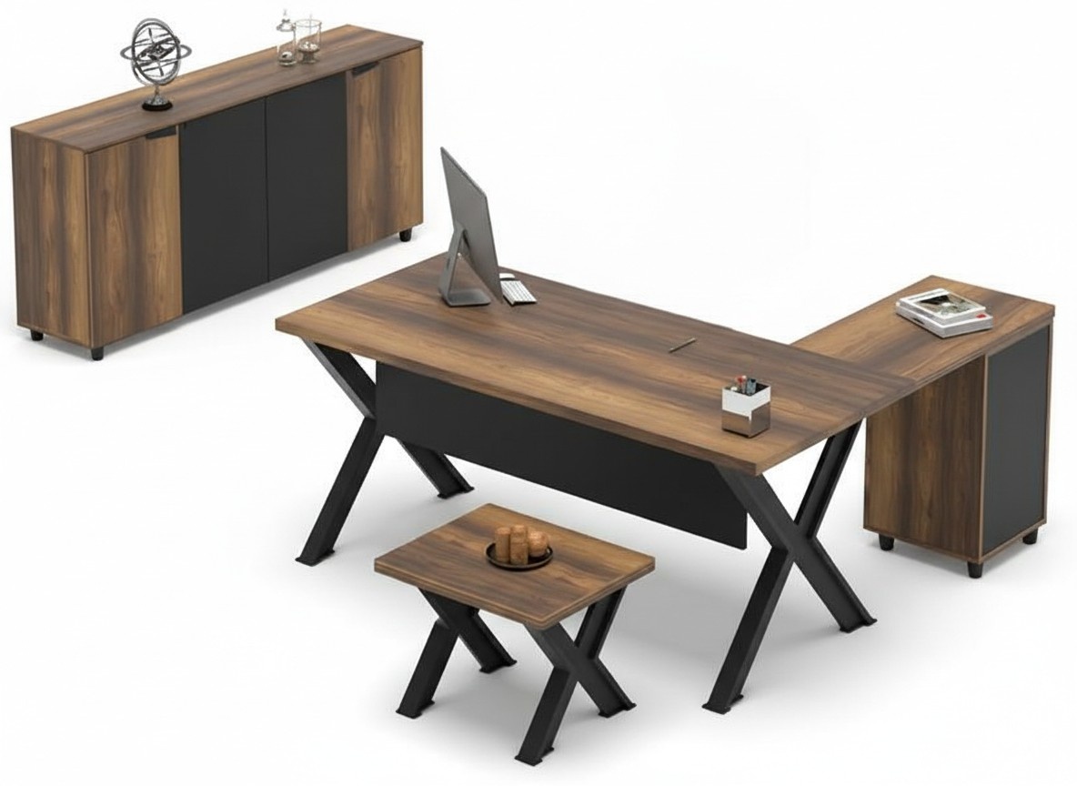 Office furnishings study table sideboard coffee table brown black